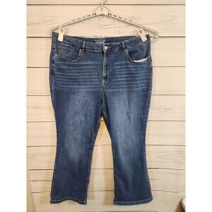 Maurices Womens Blue Solid High Rise Cotton Curvy Pockets Bootcut Jeans Size 24W